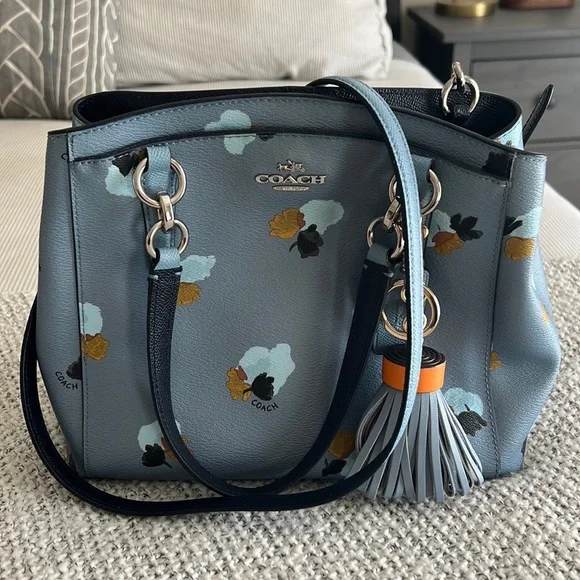 Coach Leather Crossbody Satchel Bag + Keychain - Picture 3 of 8